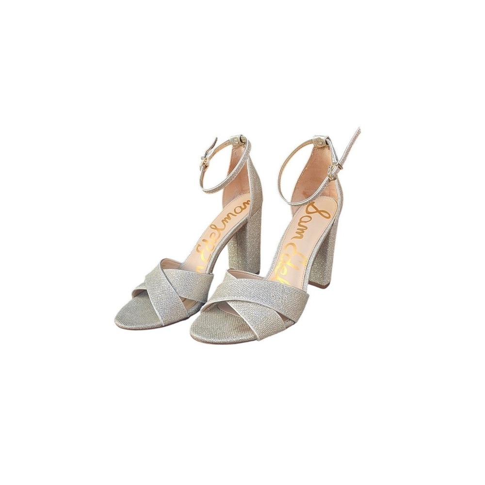 Sam Edelman Women Yancy Sandal 11 Gold Glitter Block Heel Formal Wedding Glam ~